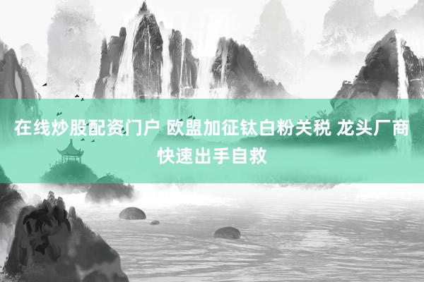 在线炒股配资门户 欧盟加征钛白粉关税 龙头厂商快速出手自救