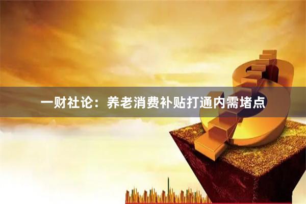 一财社论：养老消费补贴打通内需堵点